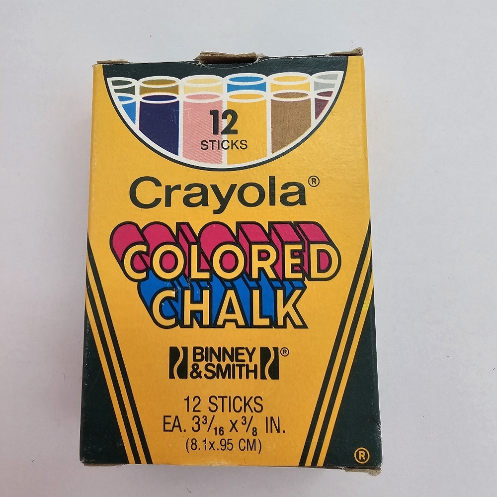 Vintage 1980s Crayola Colored Chalk No 816 Binney & Smith 12 Stick Box USA